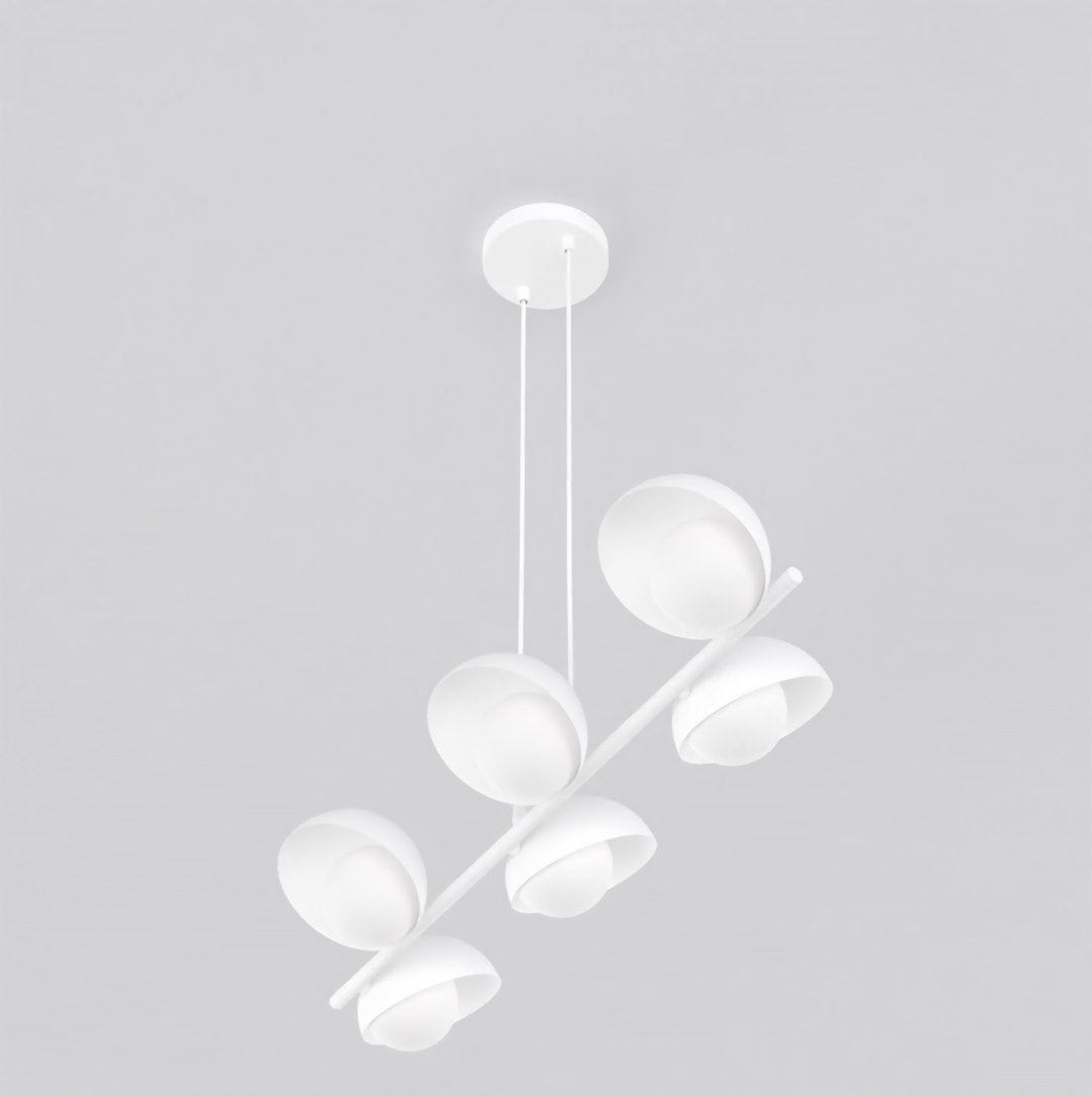 Hanglamp staal Boom Scandinavisch wit 88 x 32 x 120 cm, 6 fittingen, voor boven eettafel of kookeiland