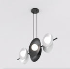 Hanglamp gepoedercoat staal minimalistisch zwart met witte kappen, 6 lichtpunten, 100 x 23 cm, eettafel en keukeneiland