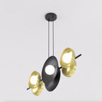 Hanglamp gepoedercoat staal Volume zwart met goud, 6 lichtpunten G9, 100 cm breed, voor boven eettafel