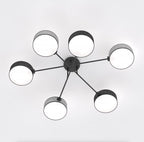 Plafondlamp gepoedercoat staal Japandi Maga 6 lichts zwart en grijs, kappen Ø 20 cm – 105 x 105 cm