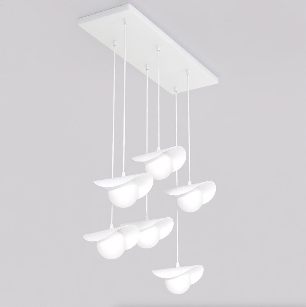 Hanglamp Ritual 6 lichts gepoedercoat staal, modern, wit – 75 x 32 cm, hoogte 120 cm, G9, eettafel