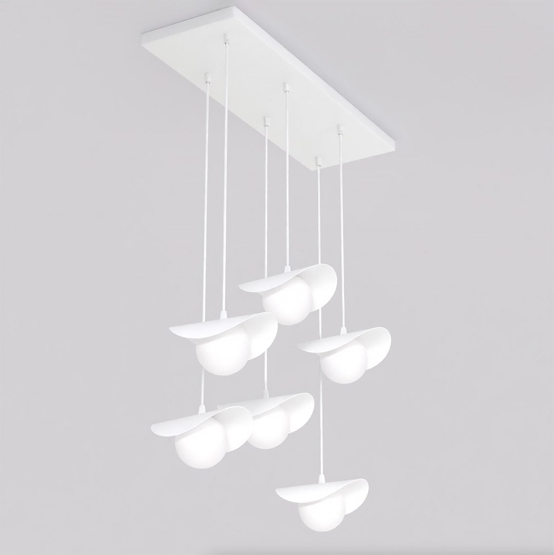 Hanglamp Ritual 6 lichts gepoedercoat staal, modern, wit – 75 x 32 cm, hoogte 120 cm, G9, eettafel