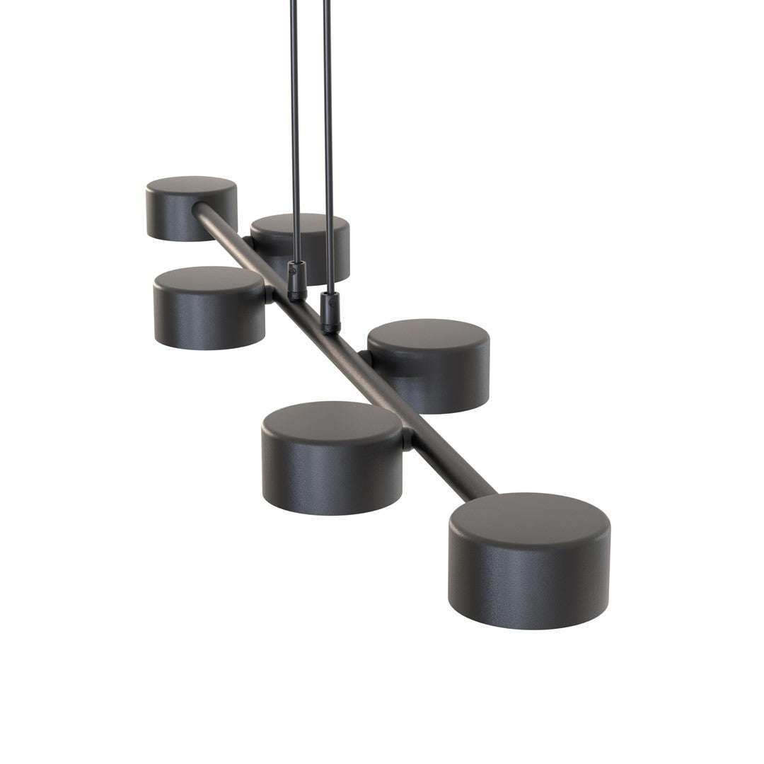 Hanglamp gepoedercoat staal Megara modern zwart 80 x 19 x 140 cm, 6 fittingen, voor eetkamer en woonkamer