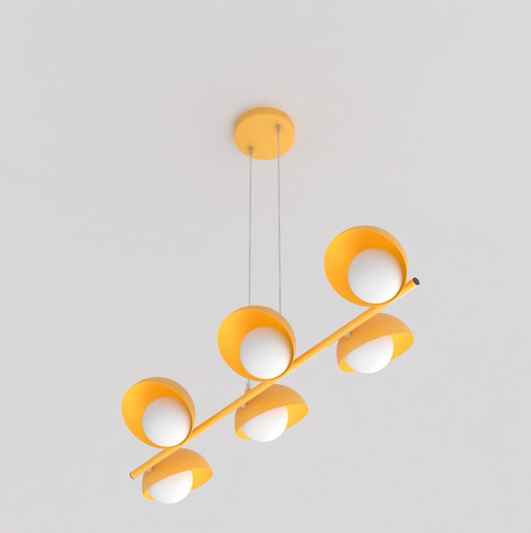 Hanglamp gepoedercoat staal Scandinavisch Boom oranje 88 x 32 cm, 6 lichtpunten, verstelbaar, eettafel