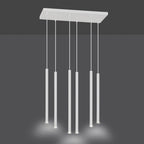 Hanglamp 6 lichts gepoedercoat staal minimalistisch wit 59 x 22 x 120 cm, G9 led, verstelbare hoogte