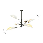 Plafondlamp 6 lichts gepoedercoat staal Lotus, zwart met wit en goud – 102 x 51 cm, woonkamer en slaapkamer