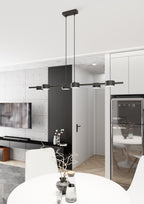 Hanglamp gepoedercoat staal Sora modern zwart 100 x 19 cm, 6 lichts, hoogte verstelbaar voor eettafel