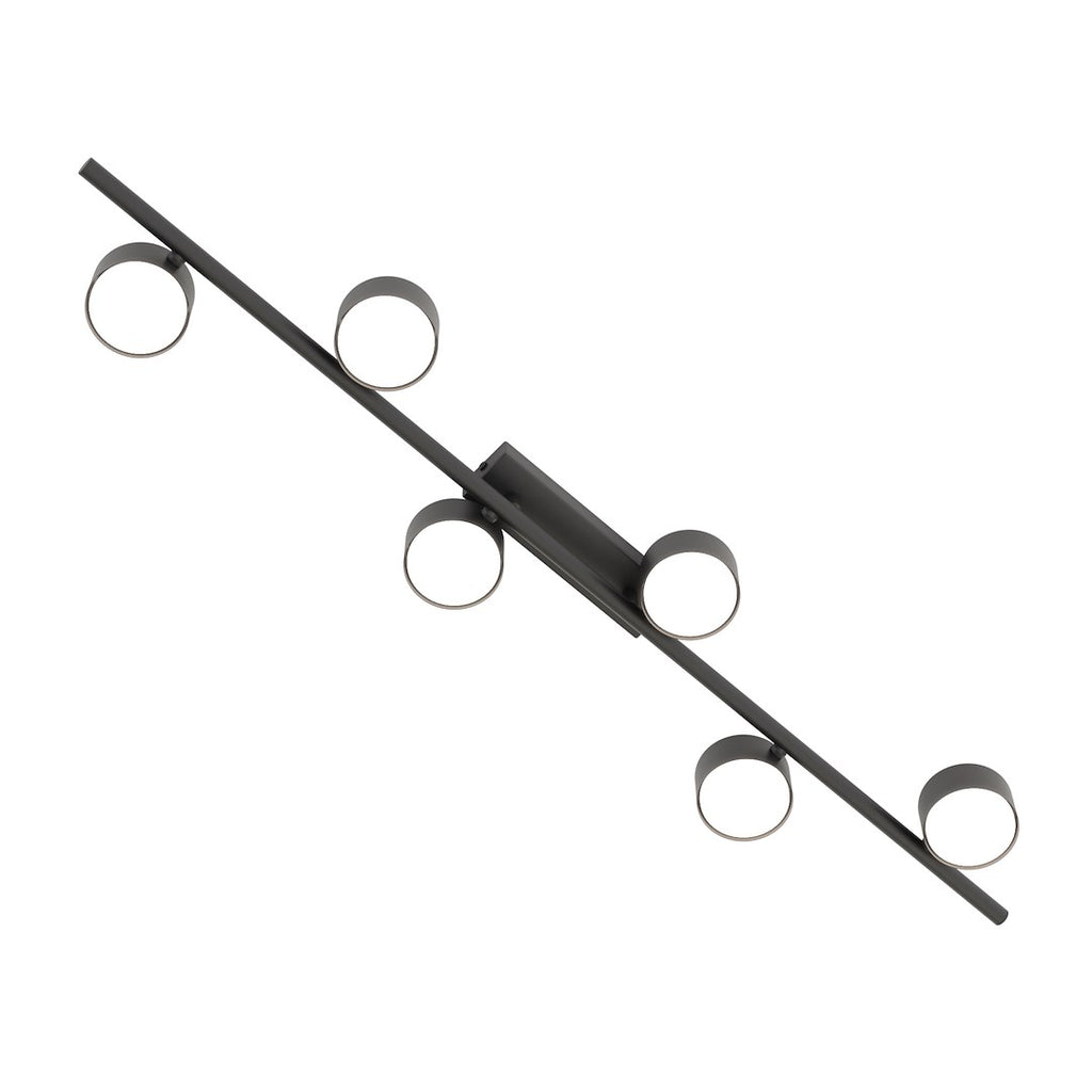 Plafondlamp gepoedercoat staal modern Bet mat zwart, 6 spots – 100 x 19 x 9 cm, voor woonkamer, keuken en hal