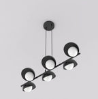 Hanglamp gepoedercoat staal Boom Scandinavisch zwart, 88 x 32 cm, 6 lichtpunten voor eettafel of keukeneiland