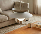 Hanglamp gepoedercoat staal en glas, Scandinavisch Nagoya, beige en wit, 41 x 41 cm, voor eettafel en slaapkamer