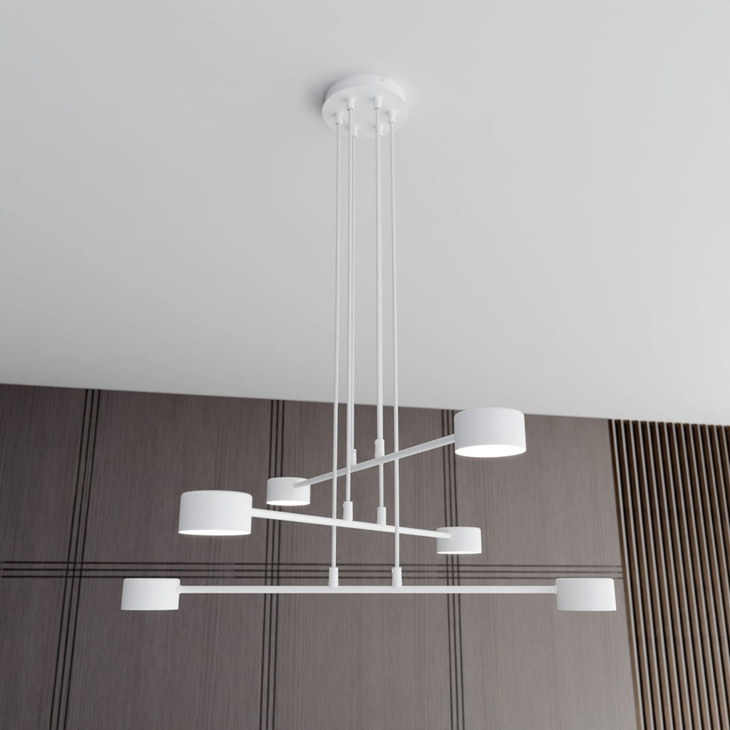 Hanglamp gepoedercoat staal Scandinavisch wit 70 x 100 cm, 6 GX53-fittingen, in hoogte verstelbaar