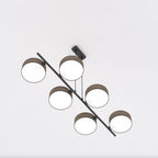 Hanglamp gepoedercoat staal Japandi bruin zwart, 6 lichts, kap Ø 20 cm, 100 x 46 x 120 cm, eettafel