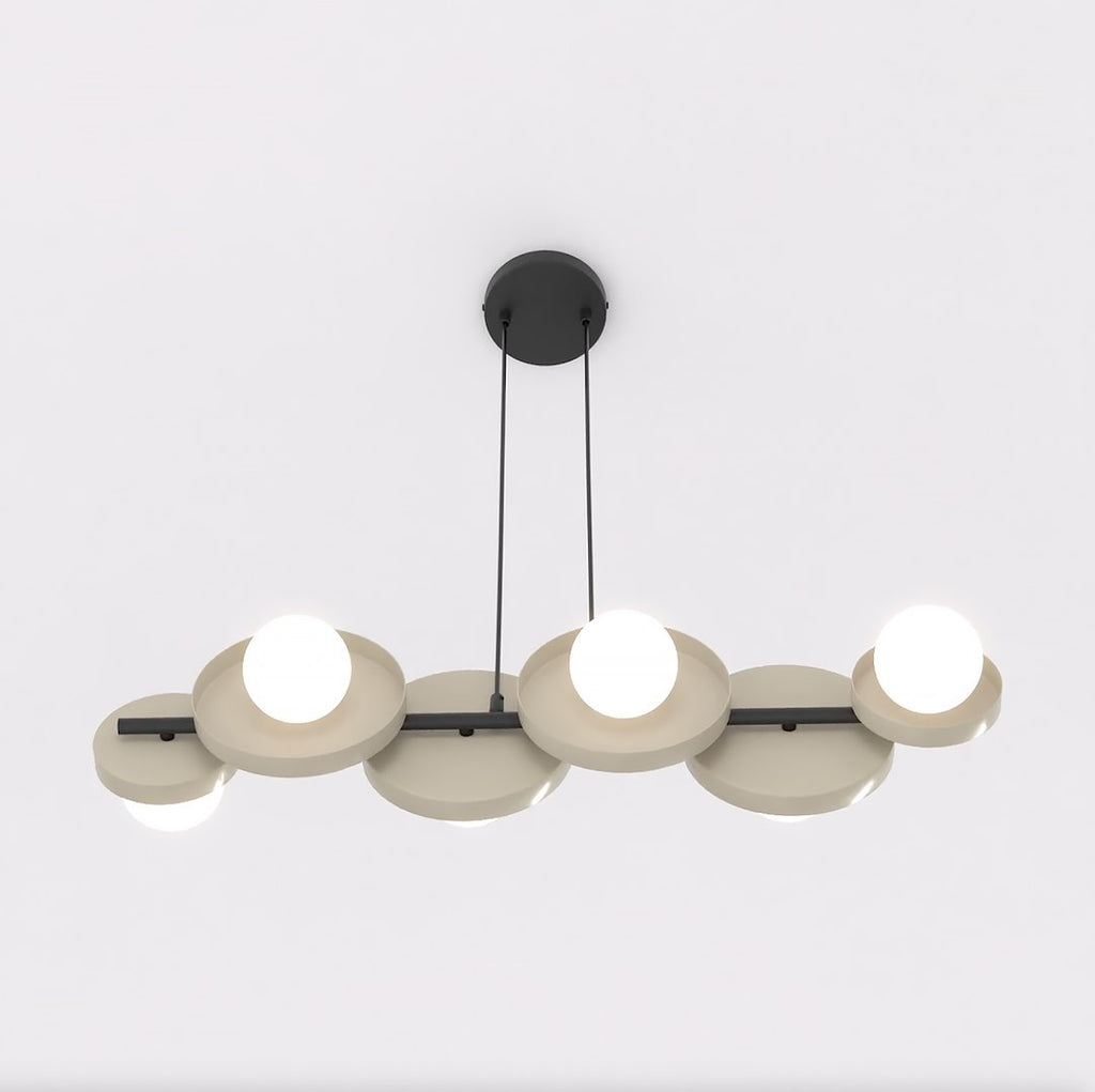Hanglamp gepoedercoat staal minimalistisch Model 6 mokka, 85 x 23 x 120 cm, 6 x G9, hoogte verstelbaar