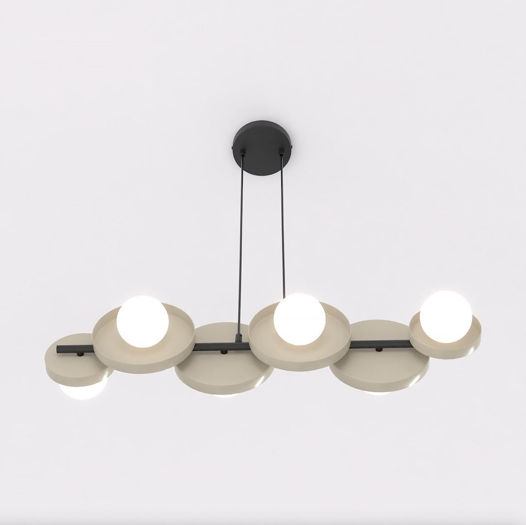 Hanglamp gepoedercoat staal minimalistisch Model 6 mokka, 85 x 23 x 120 cm, 6 x G9, hoogte verstelbaar