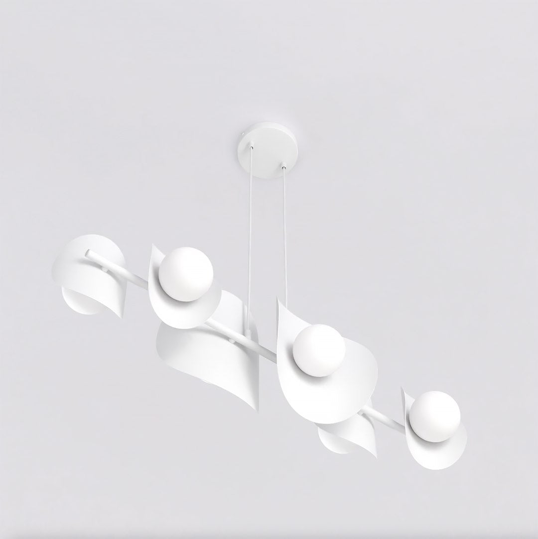 Hanglamp staal modern Elementi 6 lichts, wit – 87 x 23 cm, hoogte verstelbaar, eettafel en kookeiland