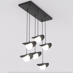 Hanglamp gepoedercoat staal modern Ritual zwart, 6 lichtpunten, 75 x 32 x 120 cm, boven eettafel