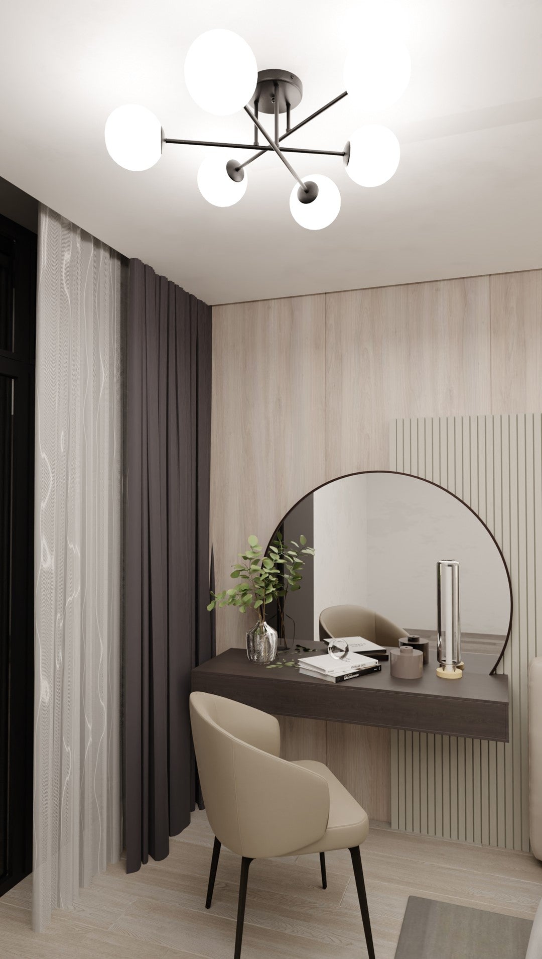 Plafondlamp gepoedercoat staal en glas Roma 6 lichts, zwart met witte glazen kappen, 75 cm breed, E14
