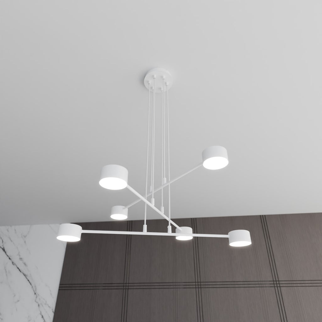 Hanglamp gepoedercoat staal Scandinavisch wit 70 x 100 cm, 6 GX53-fittingen, in hoogte verstelbaar