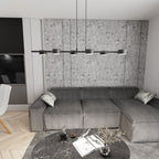 Hanglamp gepoedercoat staal Sora modern zwart 100 x 19 cm, 6 lichts, hoogte verstelbaar voor eettafel