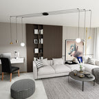 Hanglamp spider gepoedercoat staal modern goud en zwart, Fuji 6 lichts, verstelbare hoogte