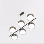 Hanglamp gepoedercoat staal Japandi bruin zwart, 6 lichts, kap Ø 20 cm, 100 x 46 x 120 cm, eettafel