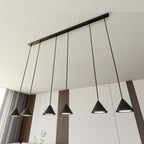 Hanglamp gepoedercoat staal Elit minimalistisch zwart, 6 lichtpunten, 116 cm breed, voor eettafel
