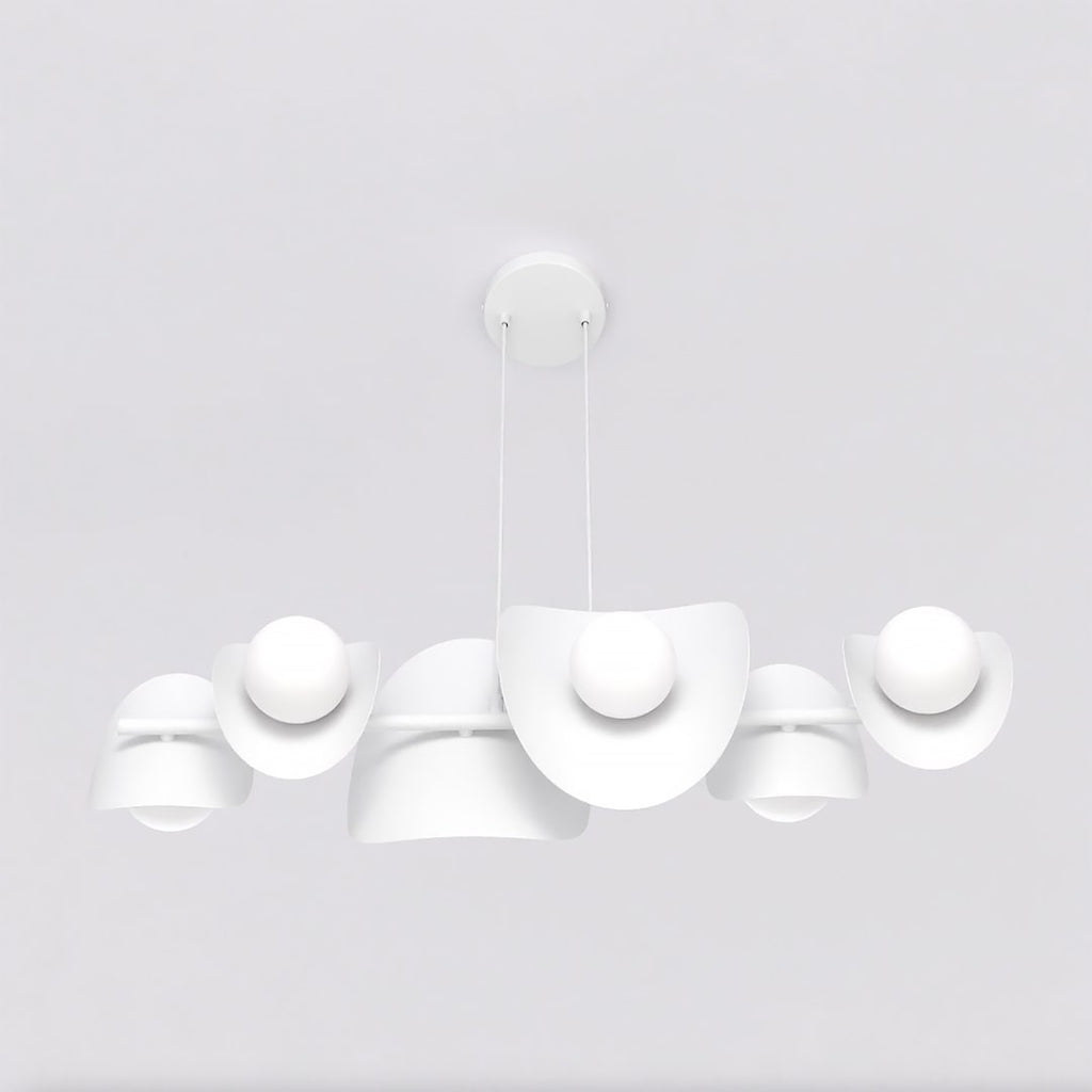 Hanglamp staal modern Elementi 6 lichts, wit – 87 x 23 cm, hoogte verstelbaar, eettafel en kookeiland