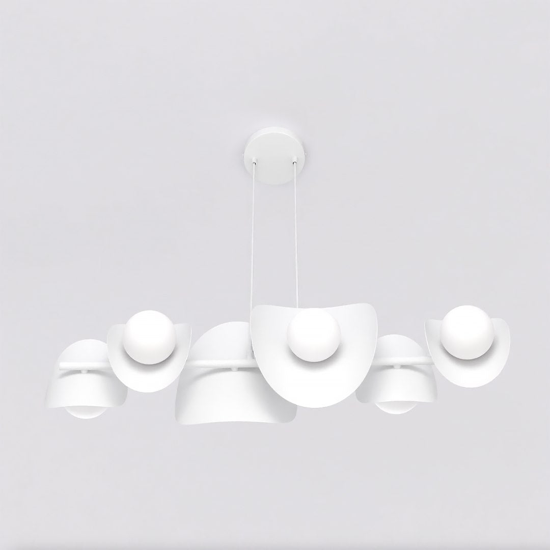 Hanglamp staal modern Elementi 6 lichts, wit – 87 x 23 cm, hoogte verstelbaar, eettafel en kookeiland