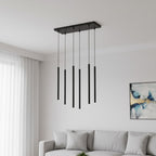 Hanglamp staal minimalistisch Selter 6 zwart, 6 lichtpunten G9 – 59 x 120 cm, woonkamer en eetkamer