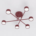 Plafondlamp gepoedercoat staal Halo modern bordeaux 60 x 60 cm, 6 lichtpunten voor woonkamer, slaapkamer en eetruimte