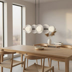 Hanglamp gepoedercoat staal minimalistisch wit met 6 lichtpunten, hoogte verstelbaar – 85 x 23 cm, eettafel