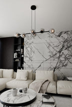 Hanglamp staal en glas Rossi zwart met grafiet glazen kappen 110 cm, 6 lichts, voor eettafel en woonkamer