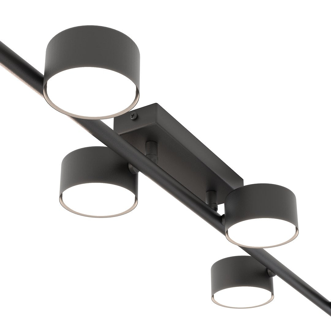 Plafondlamp gepoedercoat staal modern Bet mat zwart, 6 spots – 100 x 19 x 9 cm, voor woonkamer, keuken en hal