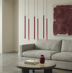 Hanglamp Selter 6 lichts gepoedercoat staal modern bordeaux, 6 fittingen G9, verstelbare hoogte