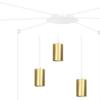 Hanglamp gepoedercoat staal Traker 6 lichts, wit met goud, modern, 6 GU10-fittingen, verstelbare hoogte
