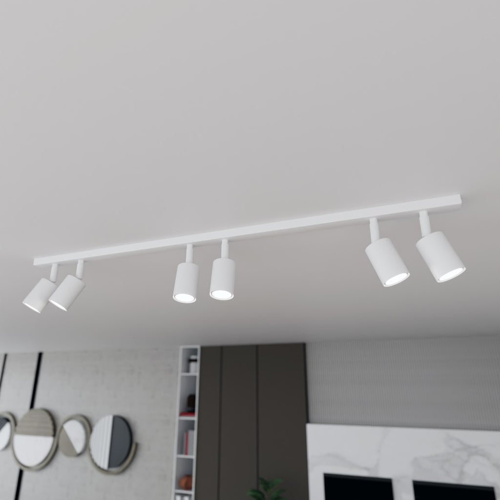 Plafondlamp gepoedercoat staal Flash minimalistisch wit, 116 x 4 x 2 cm met 6 GU10-fittingen