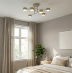 Plafondlamp gepoedercoat staal modern Halo beige, 6 lichtpunten, 60 cm – woonkamer, slaapkamer of eetkamer
