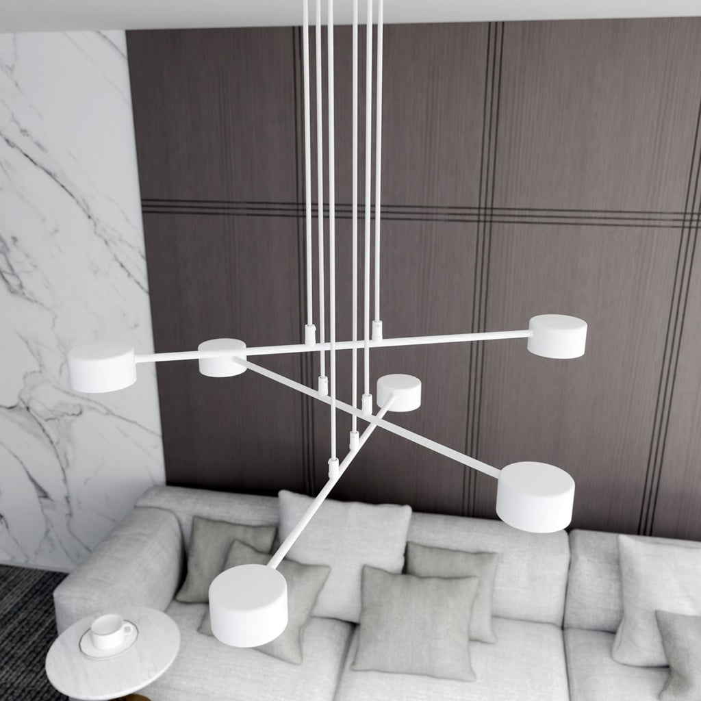 Hanglamp gepoedercoat staal Scandinavisch wit 70 x 100 cm, 6 GX53-fittingen, in hoogte verstelbaar