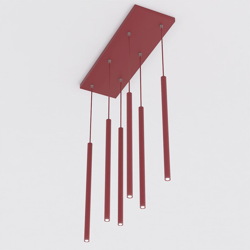 Hanglamp Selter 6 lichts gepoedercoat staal modern bordeaux, 6 fittingen G9, verstelbare hoogte