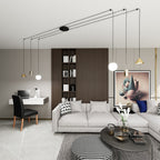 Hanglamp spider gepoedercoat staal modern goud en zwart, Fuji 6 lichts, verstelbare hoogte
