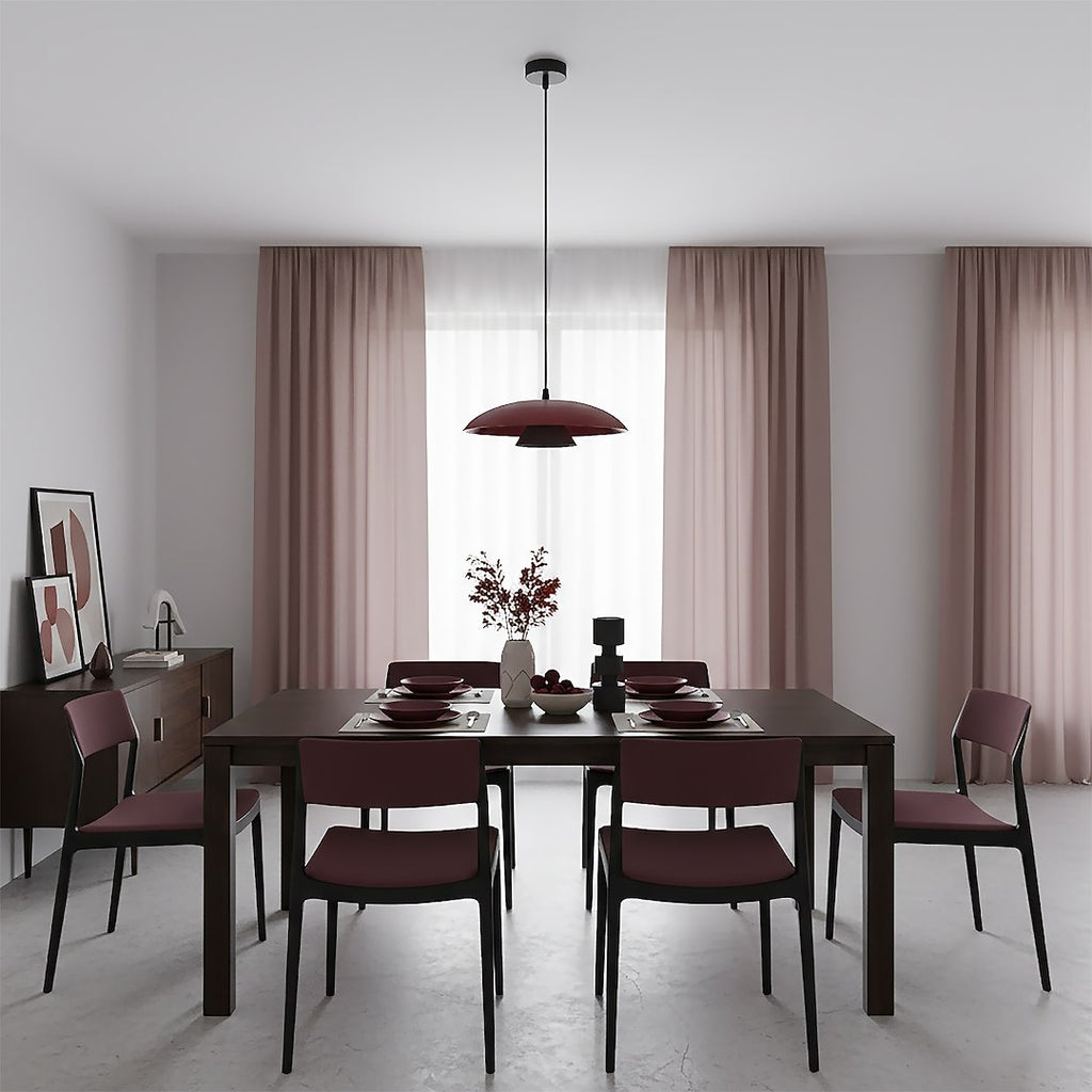 Hanglamp gepoedercoat staal Babel Scandinavisch, bordeauxrood met zwart, Ø 30 cm, eettafel en keukeneiland