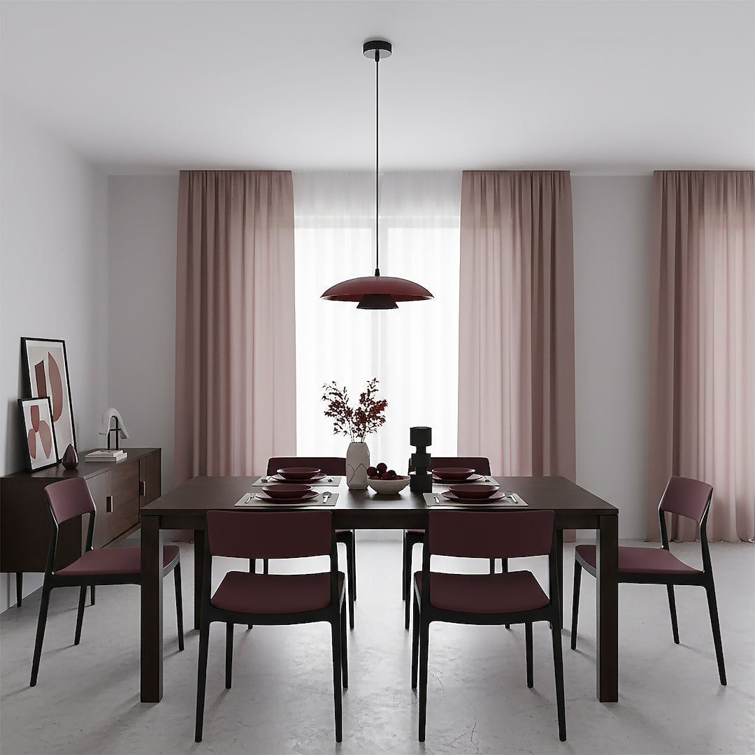 Hanglamp gepoedercoat staal Babel Scandinavisch, bordeauxrood met zwart, Ø 30 cm, eettafel en keukeneiland