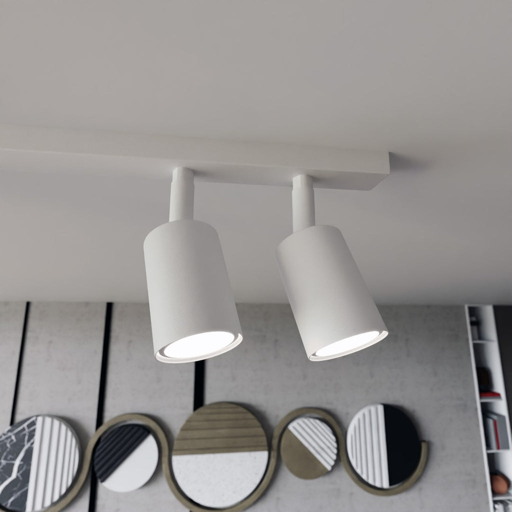 Plafondlamp gepoedercoat staal Flash minimalistisch wit, 116 x 4 x 2 cm met 6 GU10-fittingen