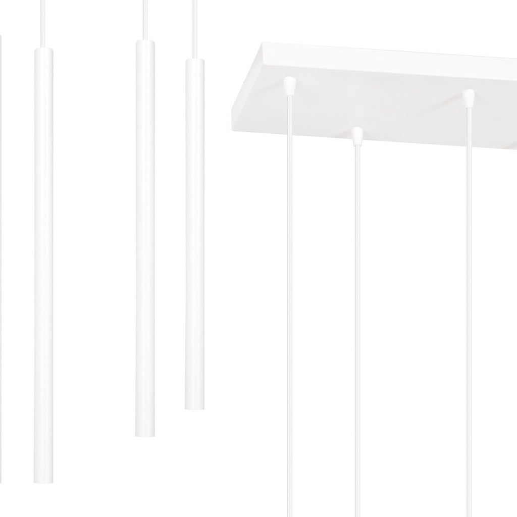 Hanglamp 6 lichts gepoedercoat staal minimalistisch wit 59 x 22 x 120 cm, G9 led, verstelbare hoogte