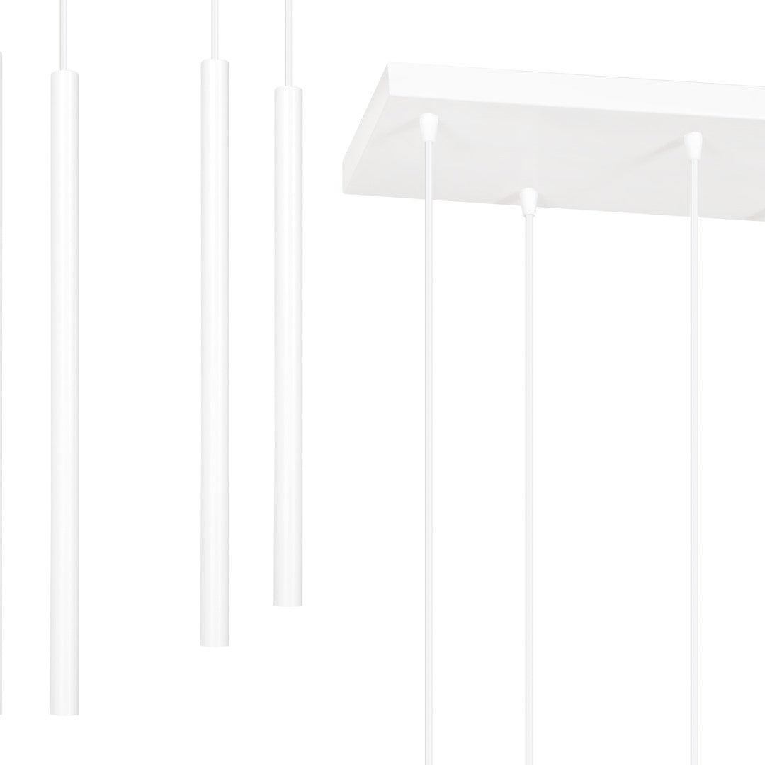 Hanglamp 6 lichts gepoedercoat staal minimalistisch wit 59 x 22 x 120 cm, G9 led, verstelbare hoogte