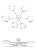 Plafondlamp gepoedercoat staal Japandi Maga 6 lichts zwart en grijs, kappen Ø 20 cm – 105 x 105 cm
