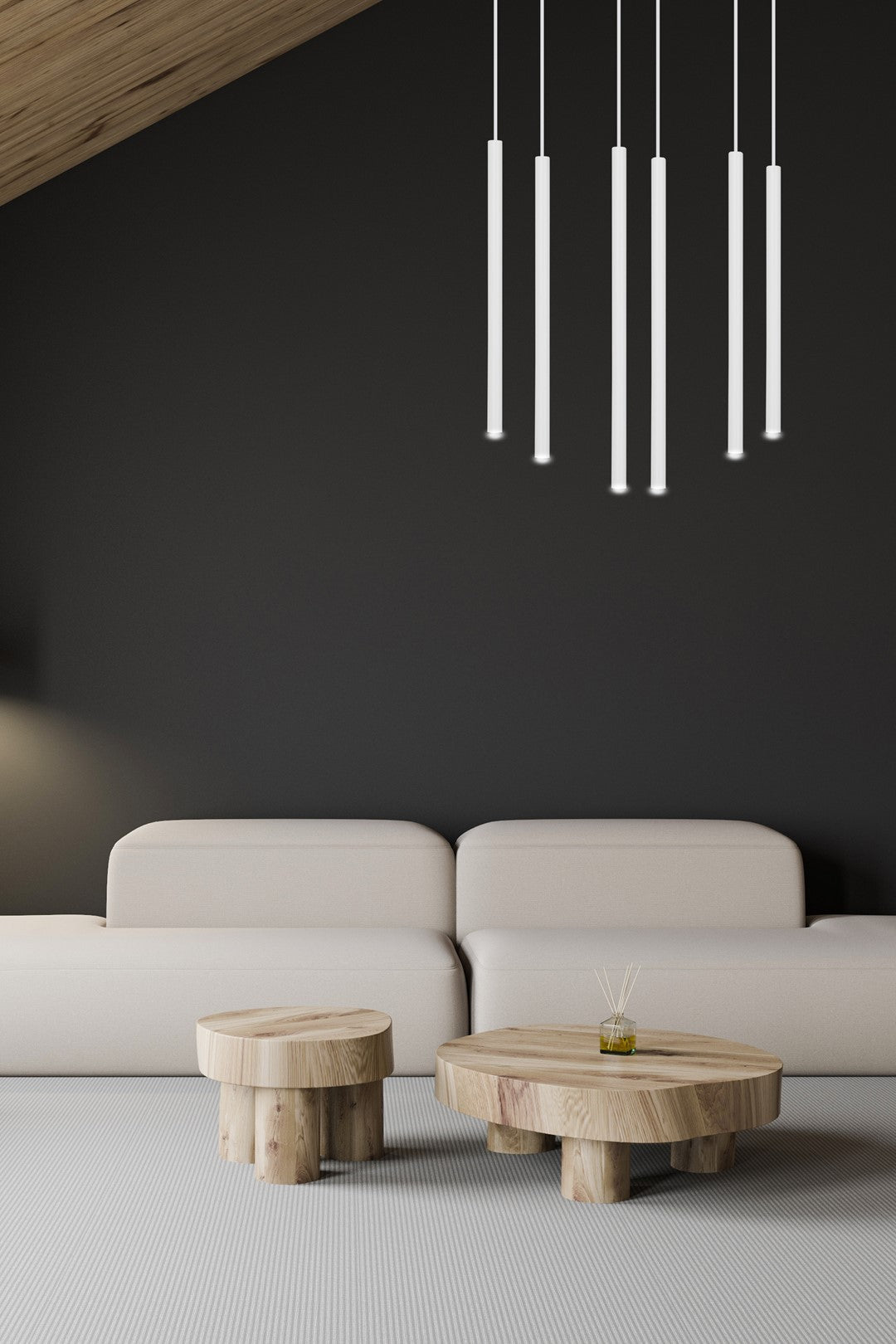 Hanglamp 6 lichts gepoedercoat staal minimalistisch wit 59 x 22 x 120 cm, G9 led, verstelbare hoogte