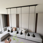 Hanglamp gepoedercoat staal Elit minimalistisch zwart, 6 lichtpunten, 116 cm breed, voor eettafel