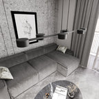 Hanglamp gepoedercoat staal Megara modern zwart 80 x 19 x 140 cm, 6 fittingen, voor eetkamer en woonkamer