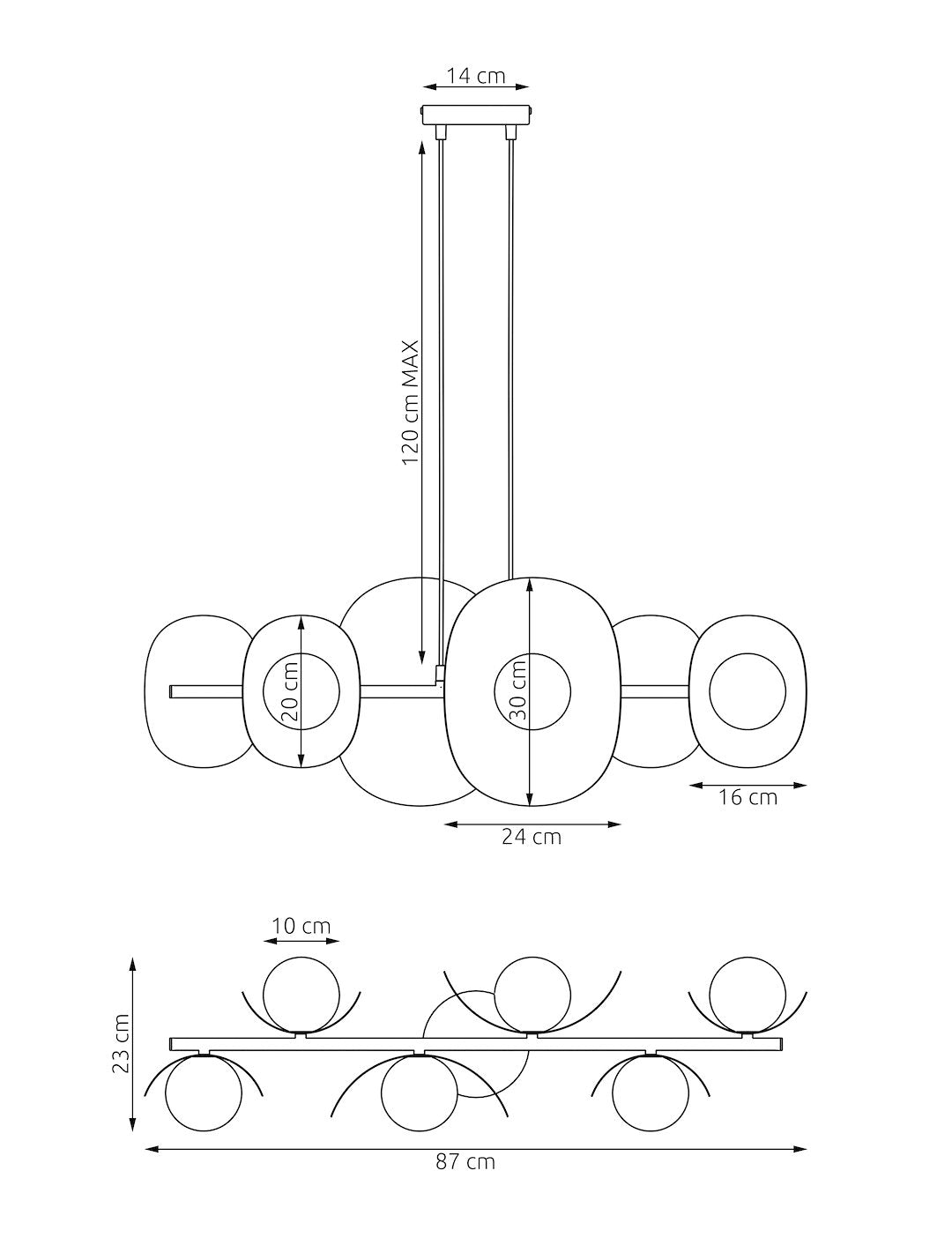 Hanglamp staal modern Elementi 6 lichts, wit – 87 x 23 cm, hoogte verstelbaar, eettafel en kookeiland